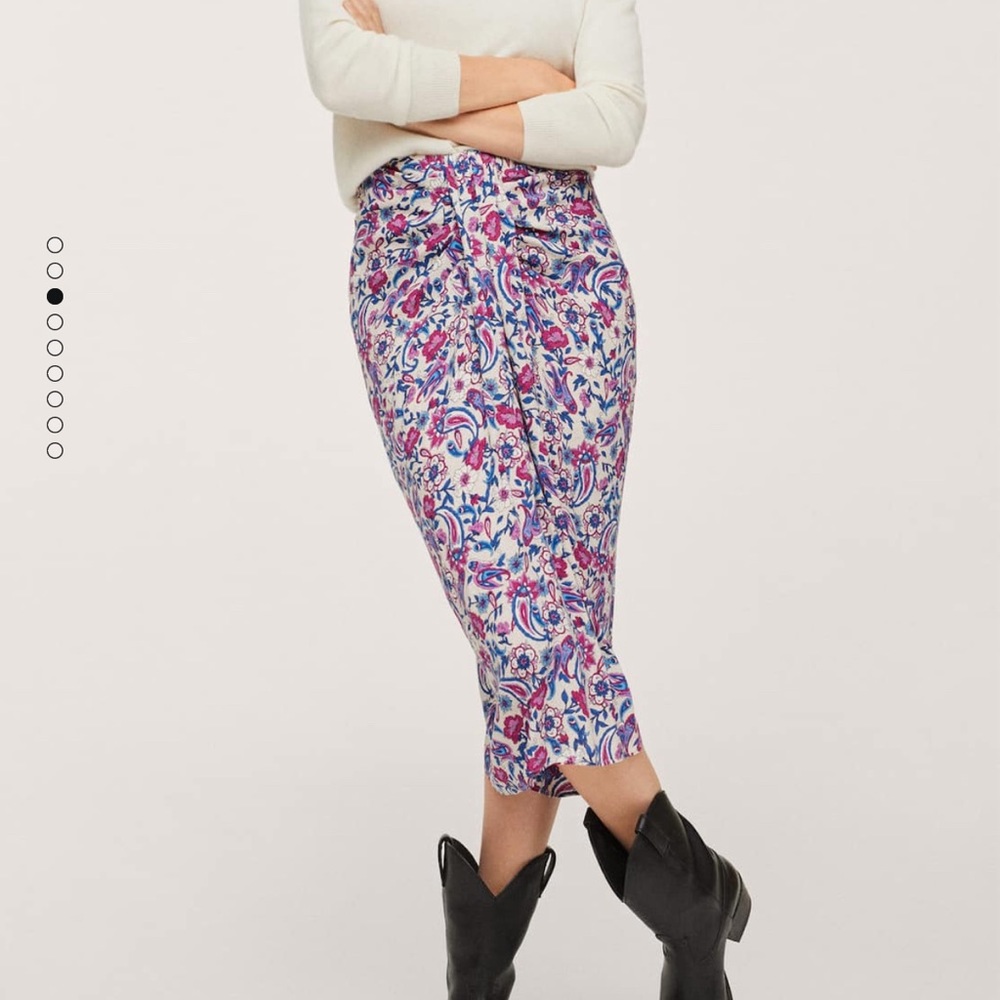MANGO Printed Midi Skirt